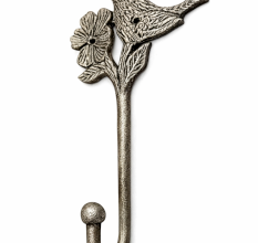 Handcrafted Metal Bird Flower Wall Hook Decorative Utility